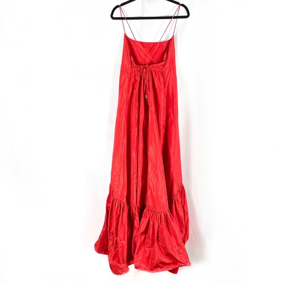 Staud Florence Gown Red Maxi Dress Spaghetti Strap Sleeveless A-Line Sz L - Picture 14 of 16